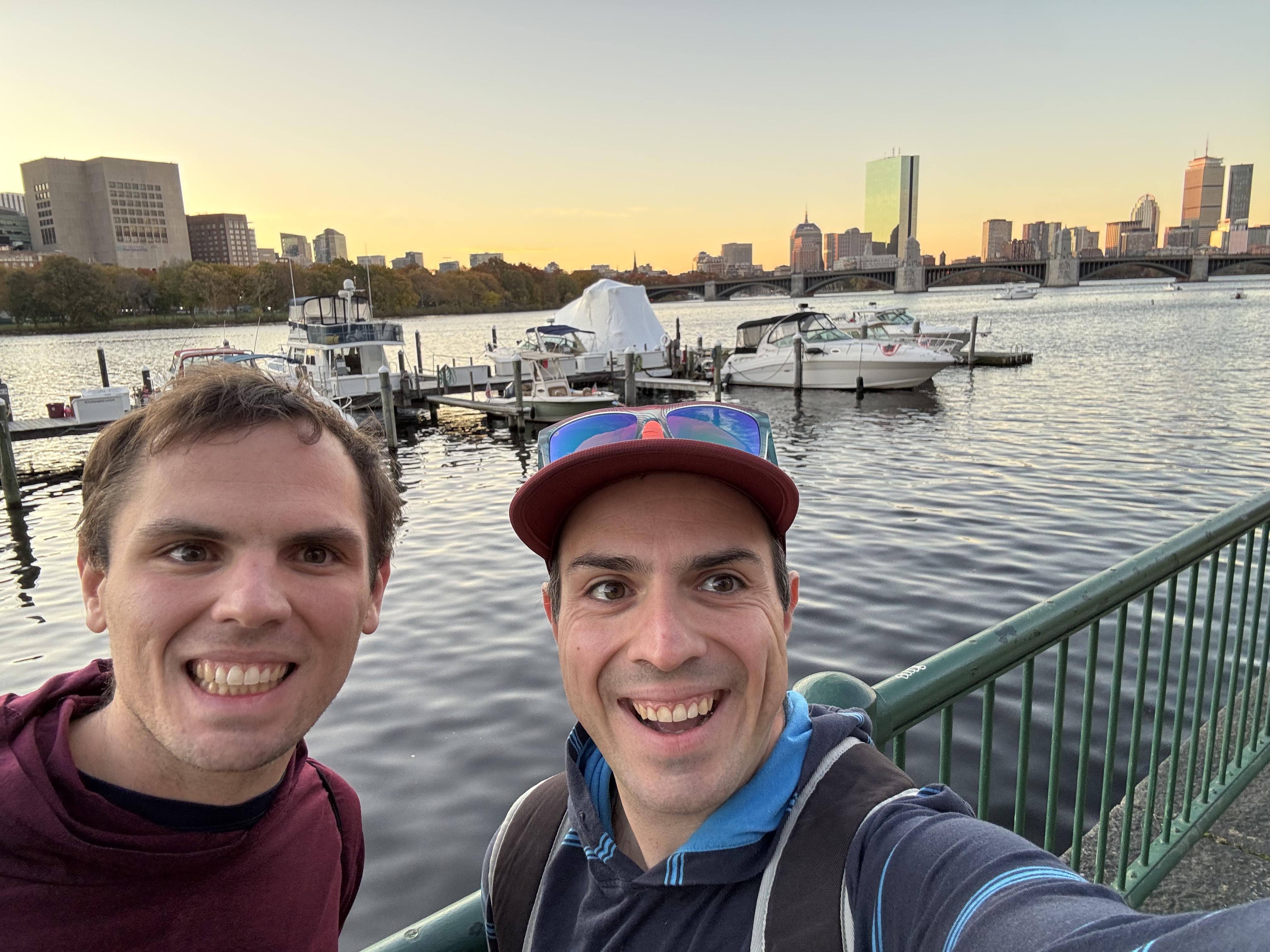 Michael Agabiti with his brother beside the Boston waterfront